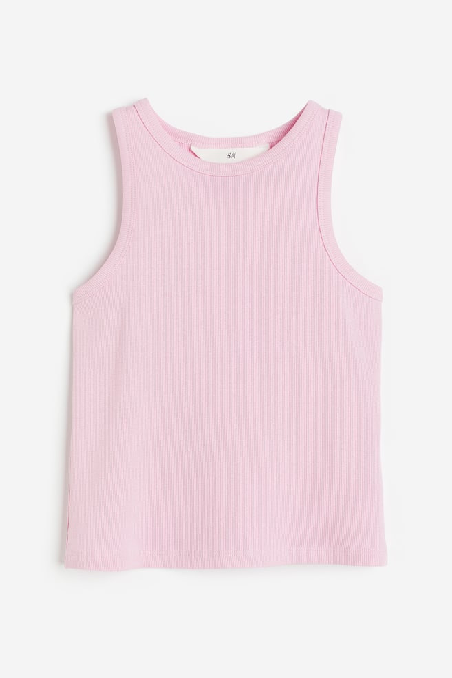 Ribbed cotton vest top - Light pink/Black/White/Black/White striped/dc/dc/dc - 2