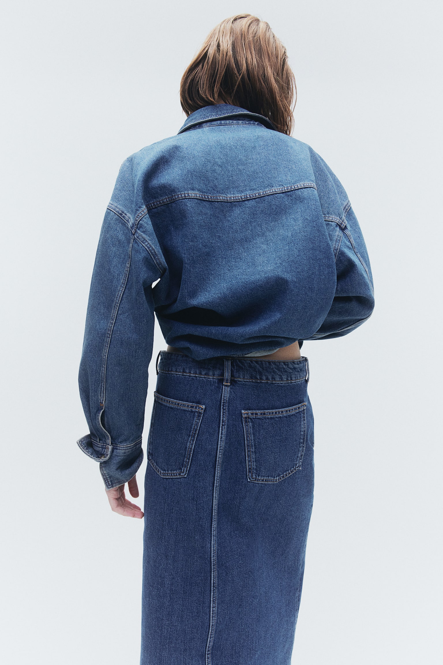 Oversized Denim Shirt - Denim blue/Dark greige/Dark grey - 3