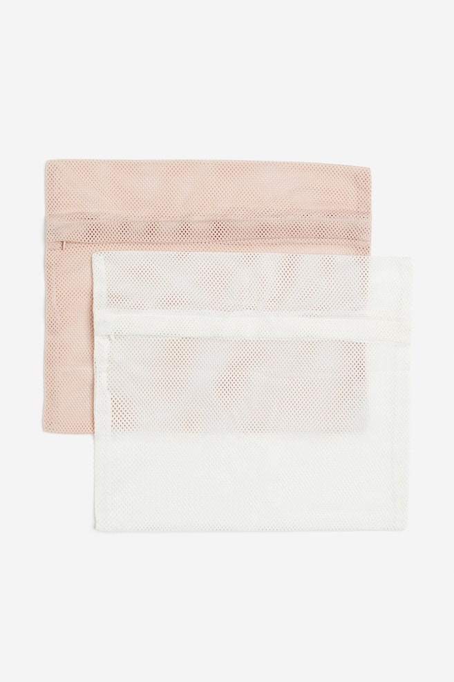 2-pack tvättpåse i mesh - Puderrosa/Crèmevit - 2