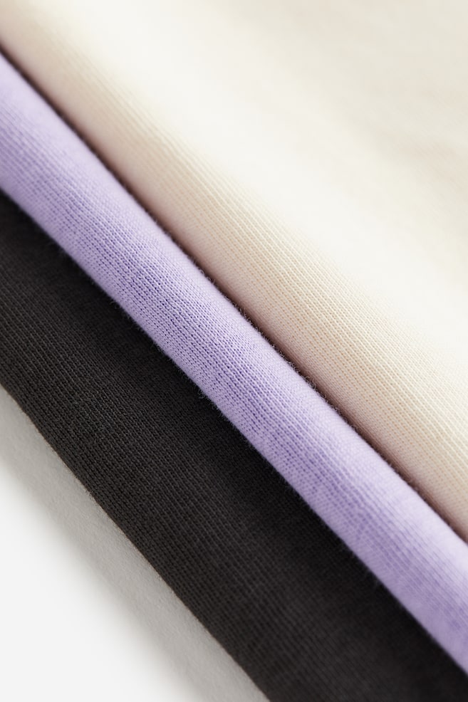 3-pack cotton T-shirts - Purple/Black/Light beige/Purple/Grey/Grey/Dusky pink/White/Black/Grey marl/dc - 2