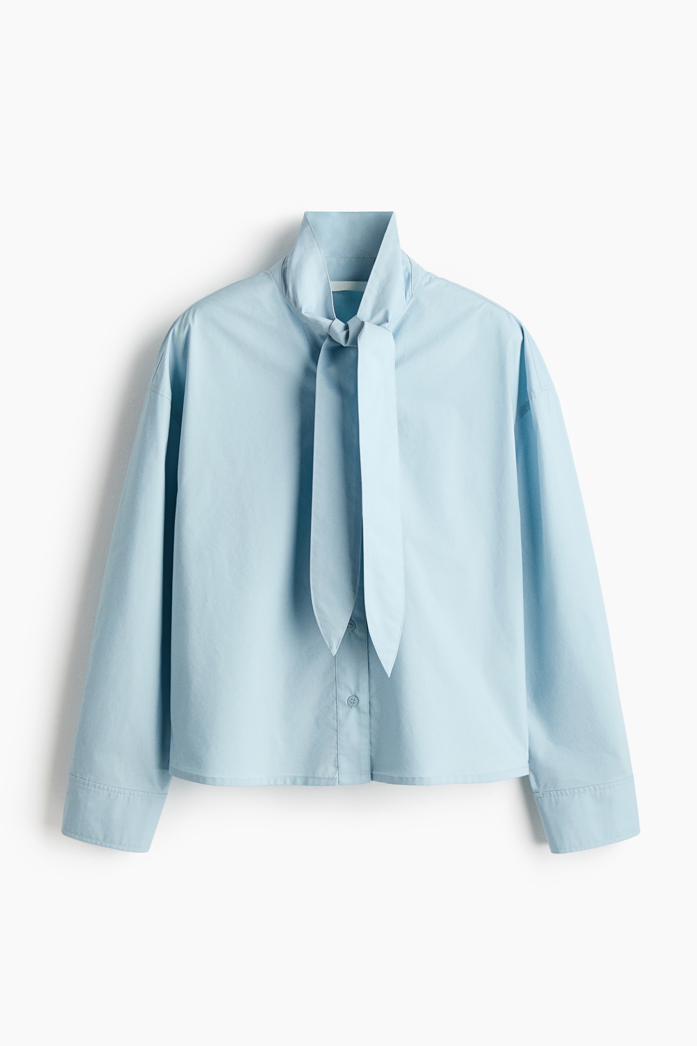 스카프 칼라 포플린 셔츠 - 터쿼이스