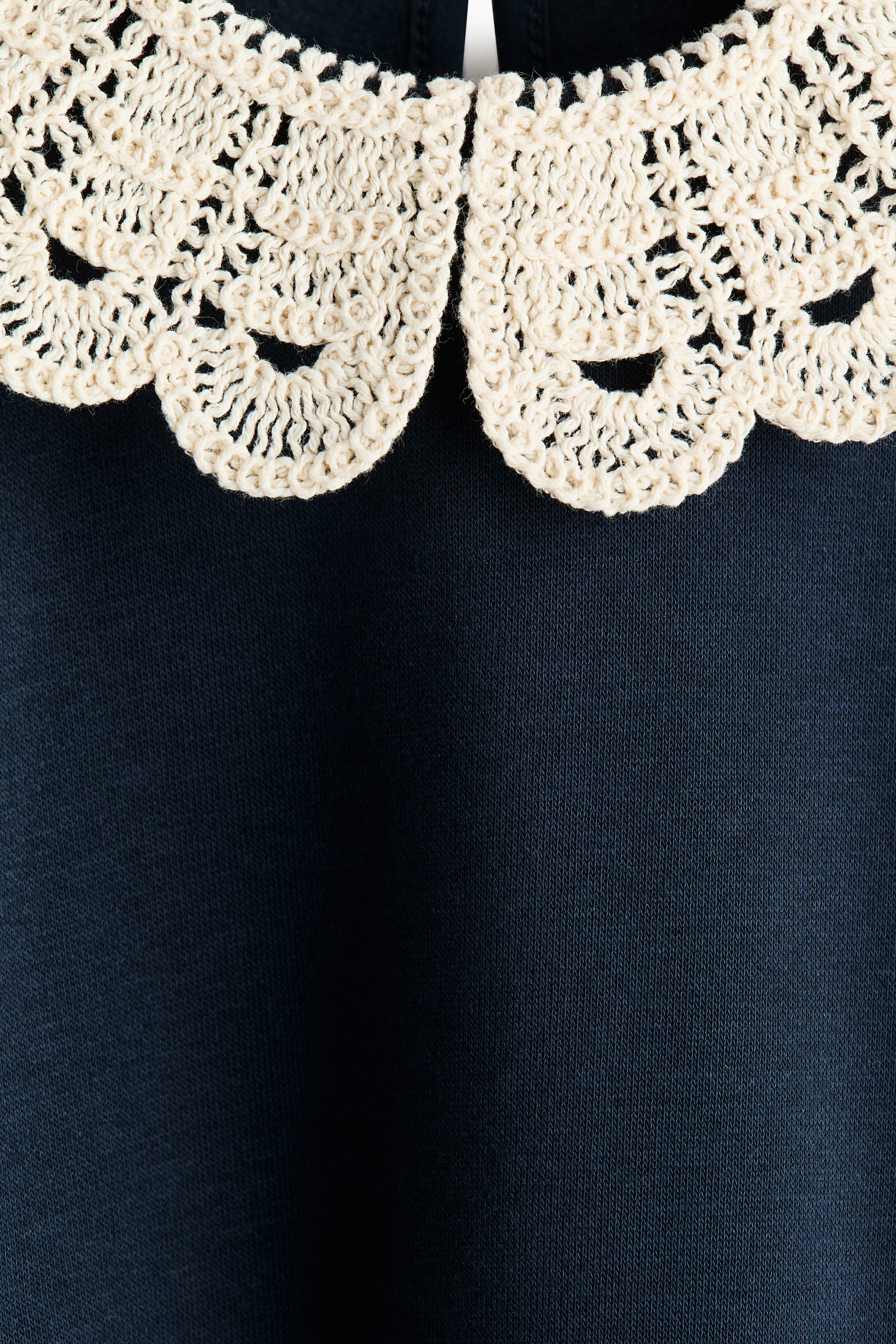 Детская толстовка H&M Loose-Fit Sweatshirt with Collar, цвет: Тёмно-синий / Белый — фото 2