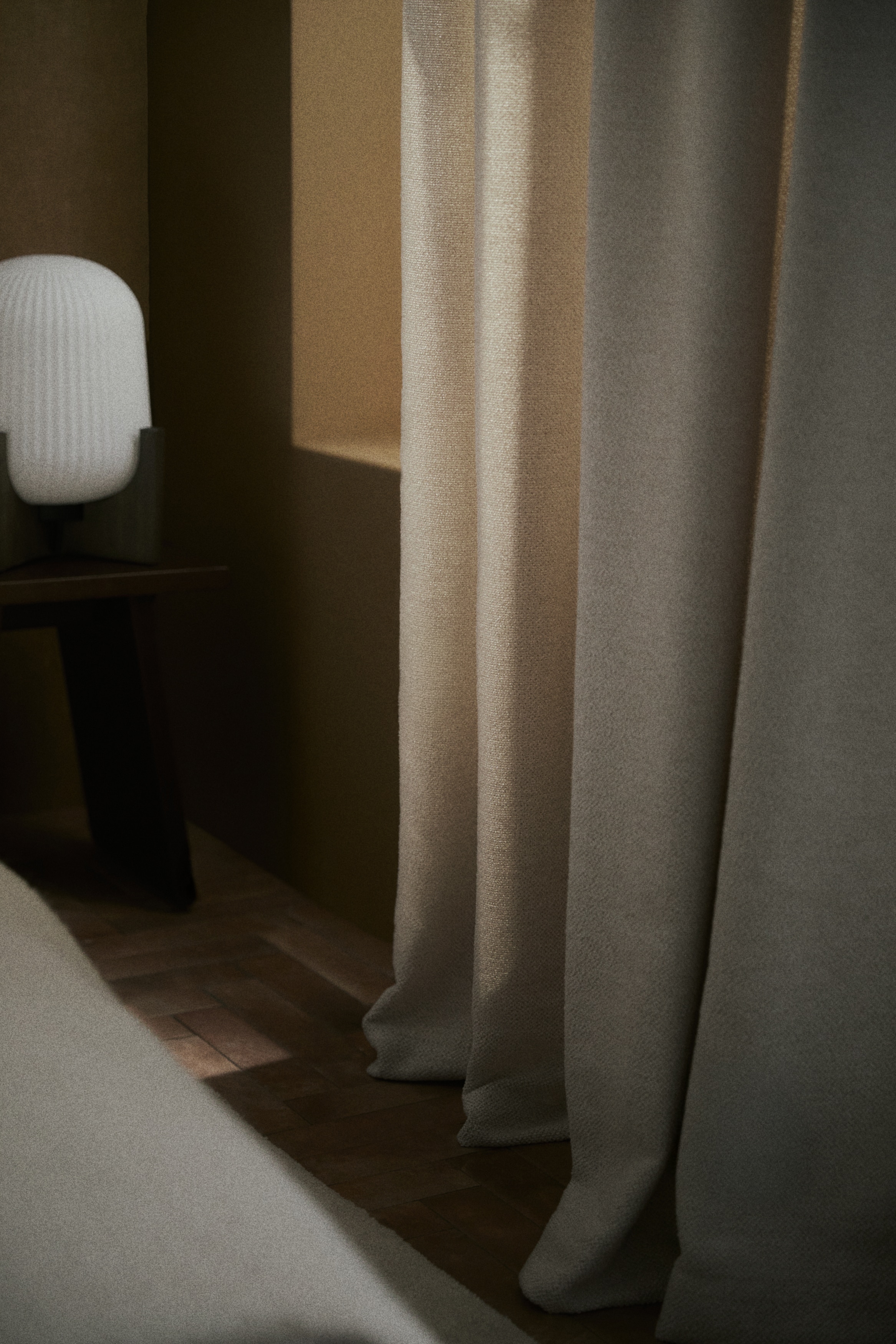 Leveä bukleeverho - Beige/Harmaanbeige