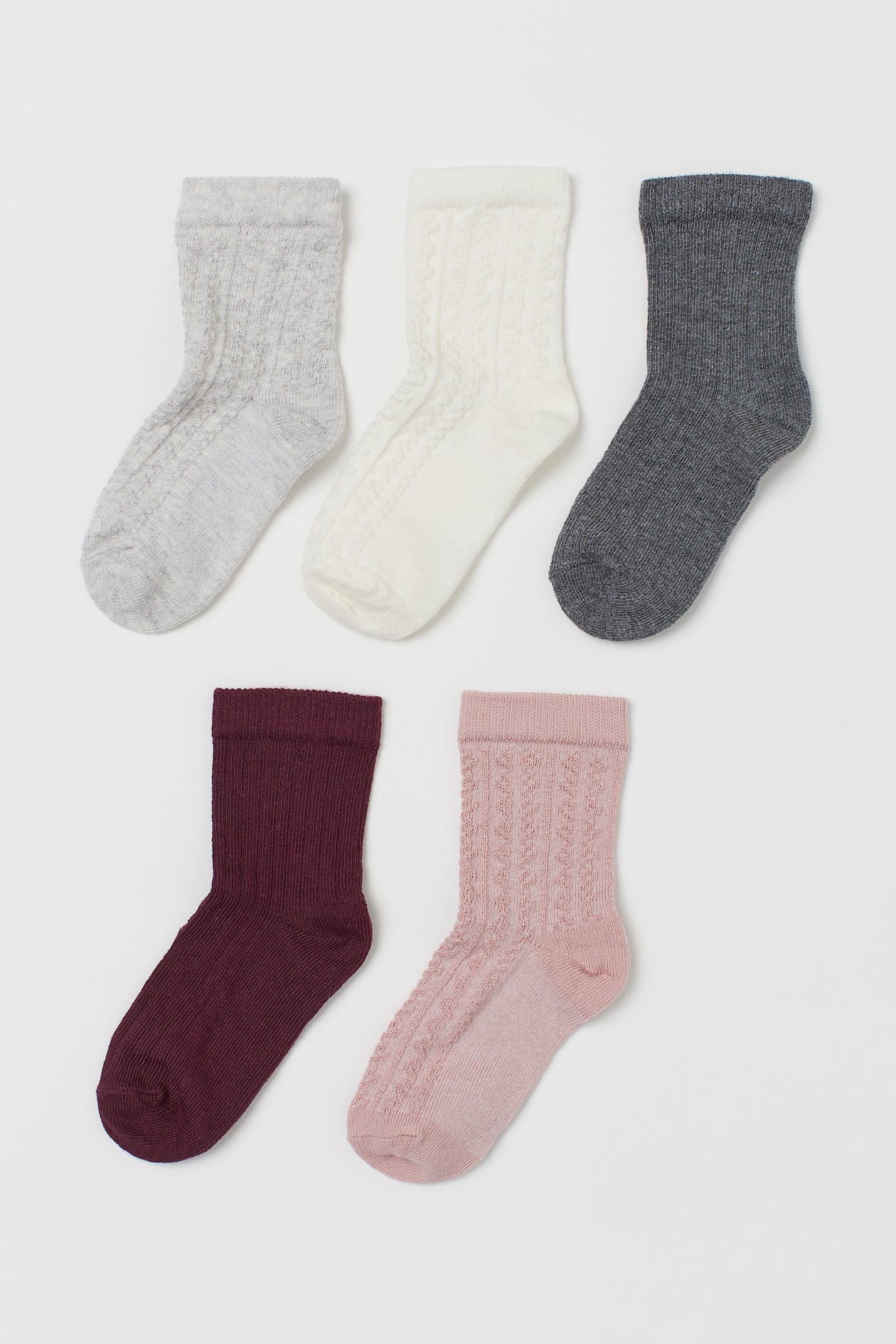 5-pack Socks - Light pink/cable-knit - Kids | H&M US