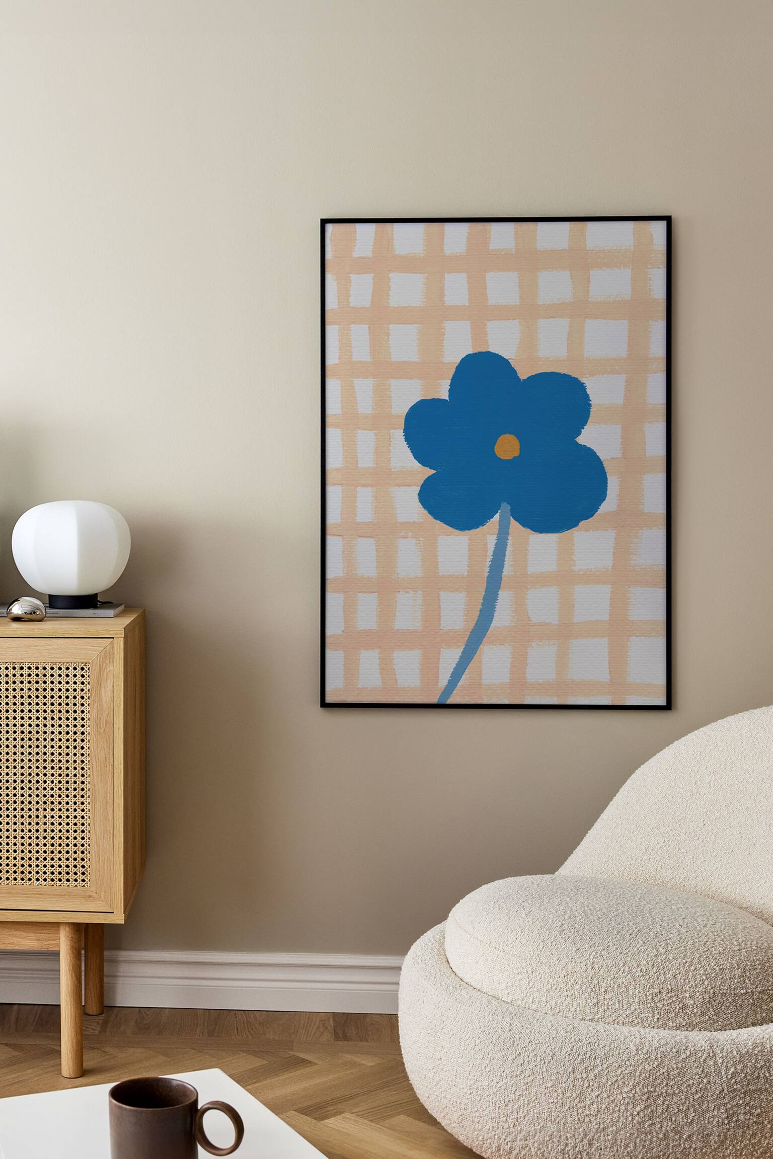 Flower On A Table Plakat-Niebieski/pomarańczowy - 2