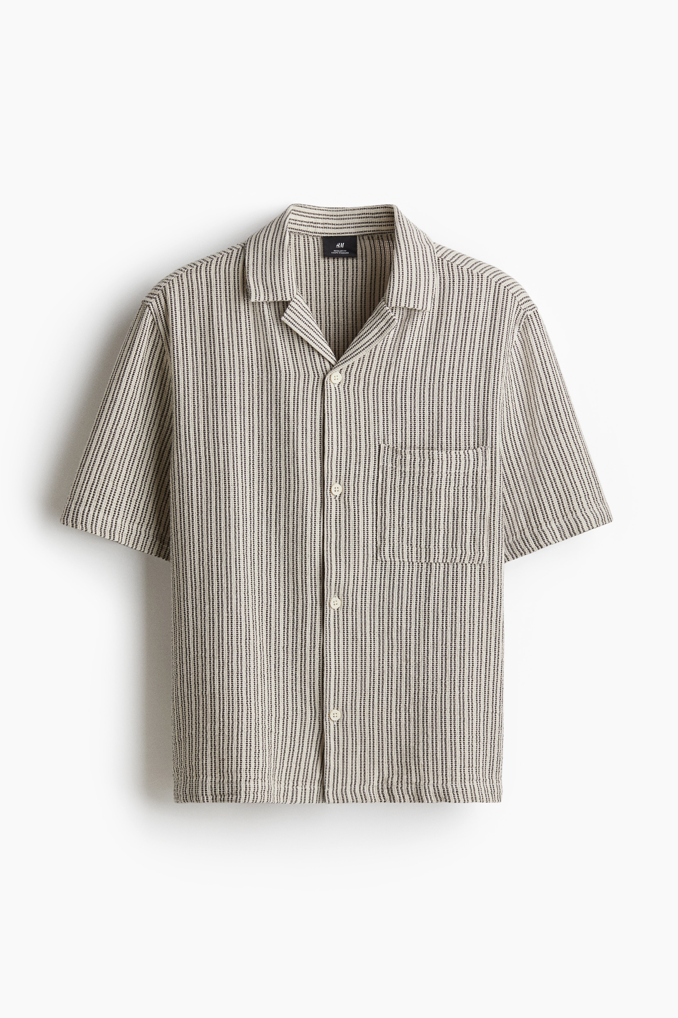 Regular Fit Textured resort shirt - Beige/Striped/Cream/Light blue