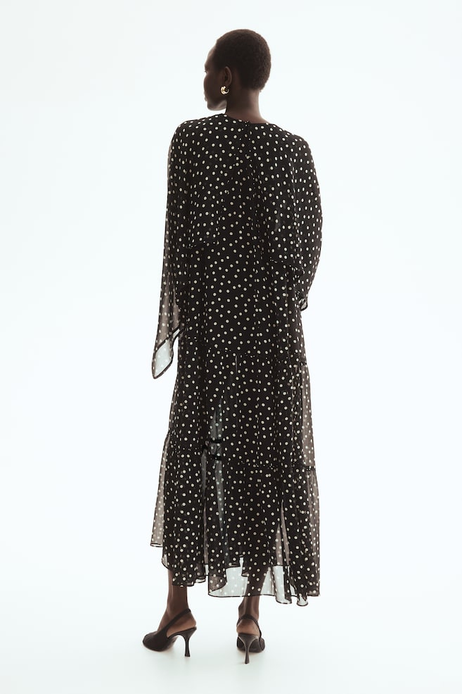 Vestido con capa integrada - Negro/Lunares - 5