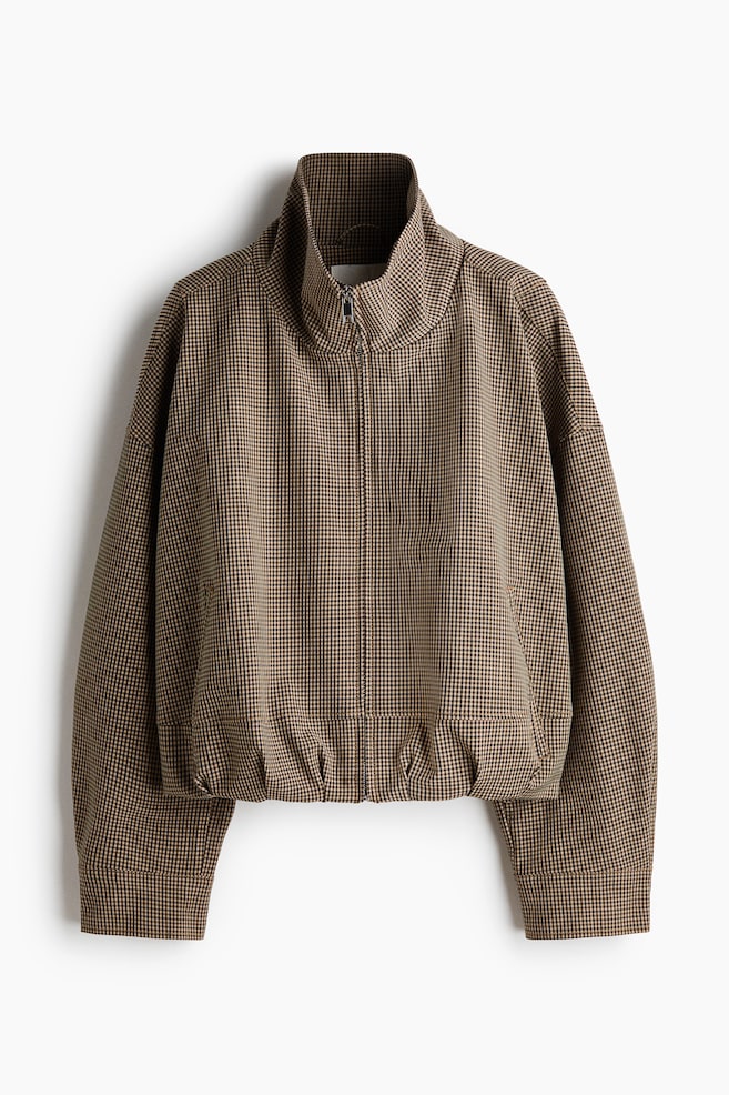 Oversized bubble-hem jacket - Mole/Checked/Light beige - 1