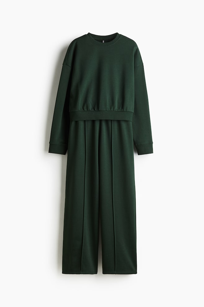 2-piece sweatshirt set - Dark green/Black/Dark brown - 1