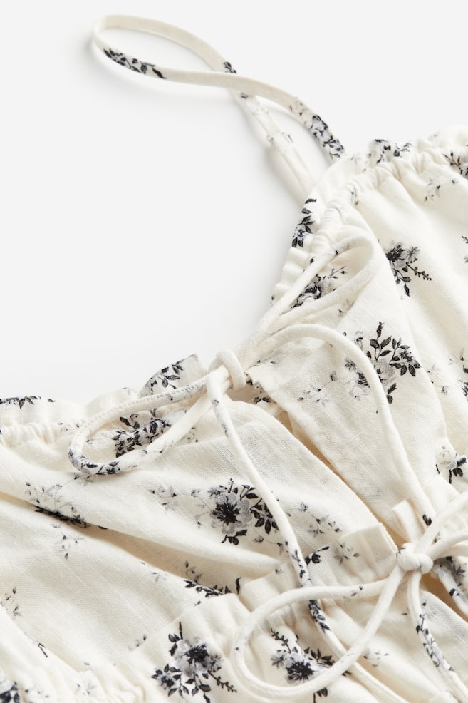 Drawstring-detail strappy top - Cream/Floral - 5