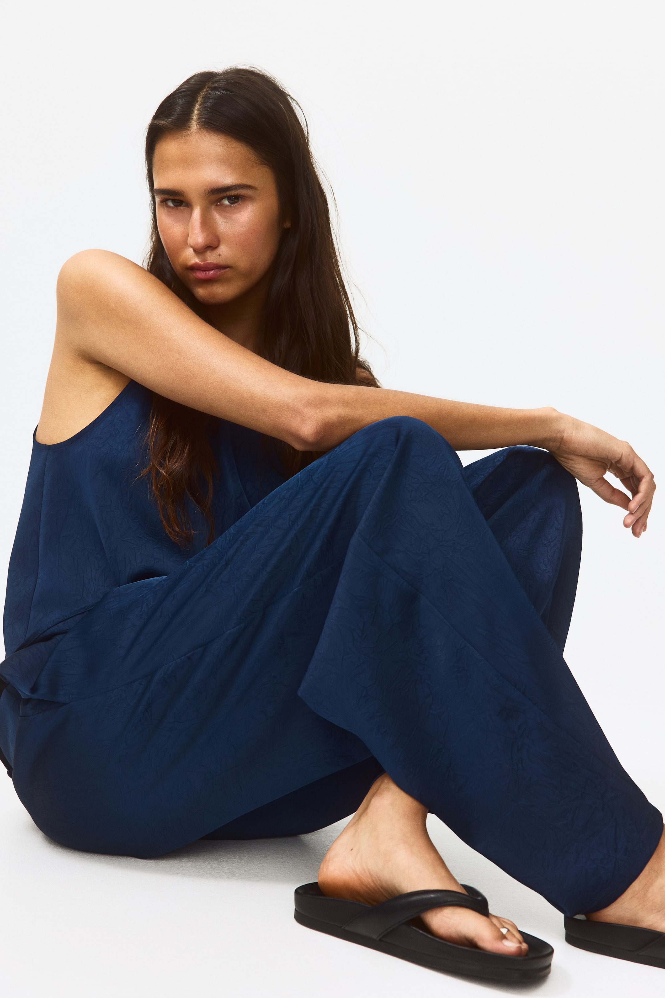 Crinkled Satin Pants