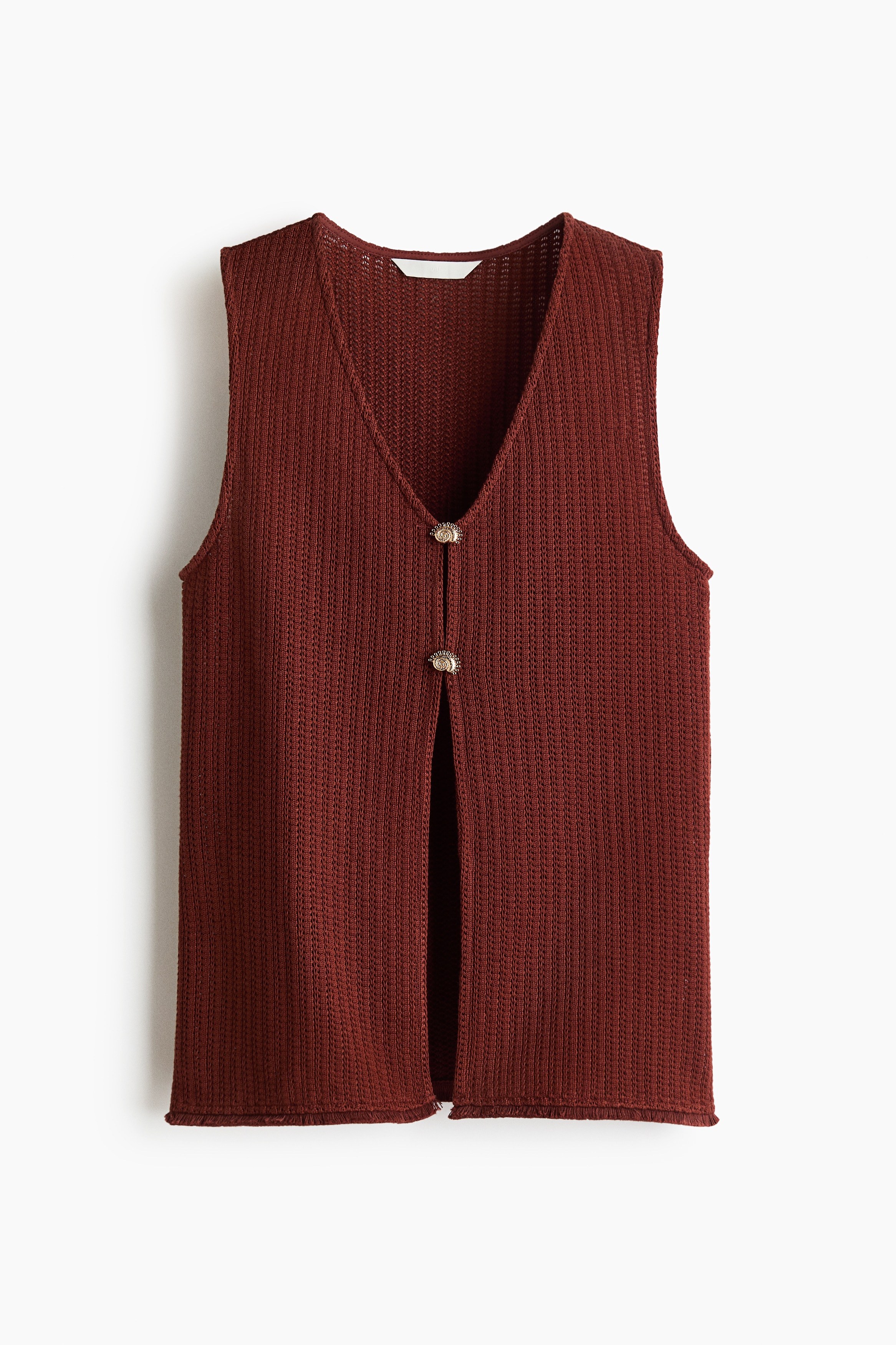 Textured-knit top - Dark rust brown
