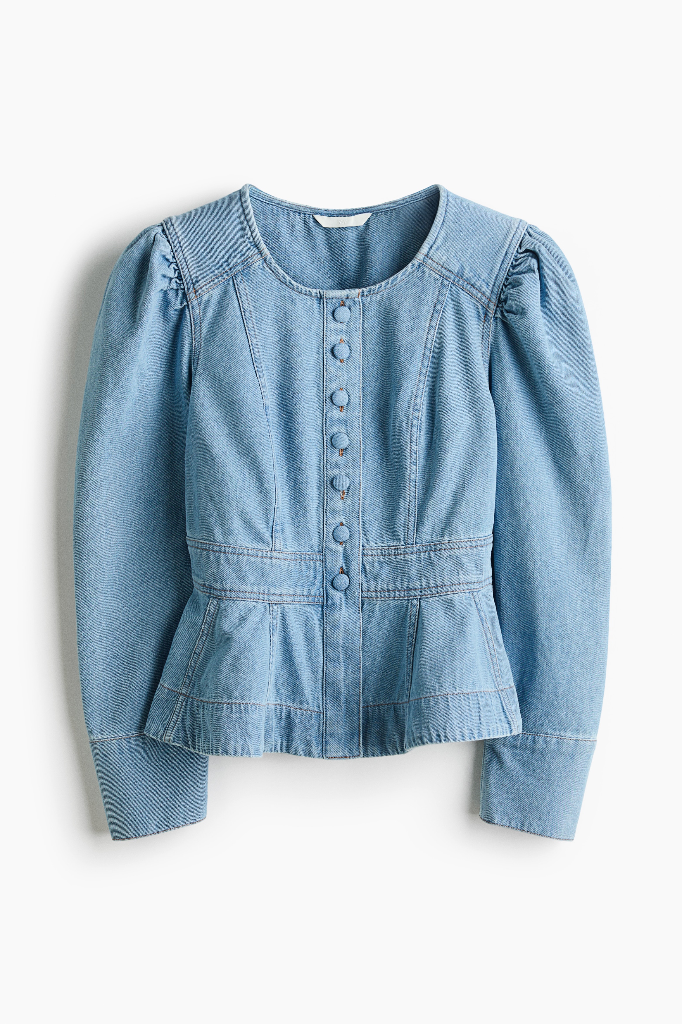 Peplum denim jacket - Denim blue