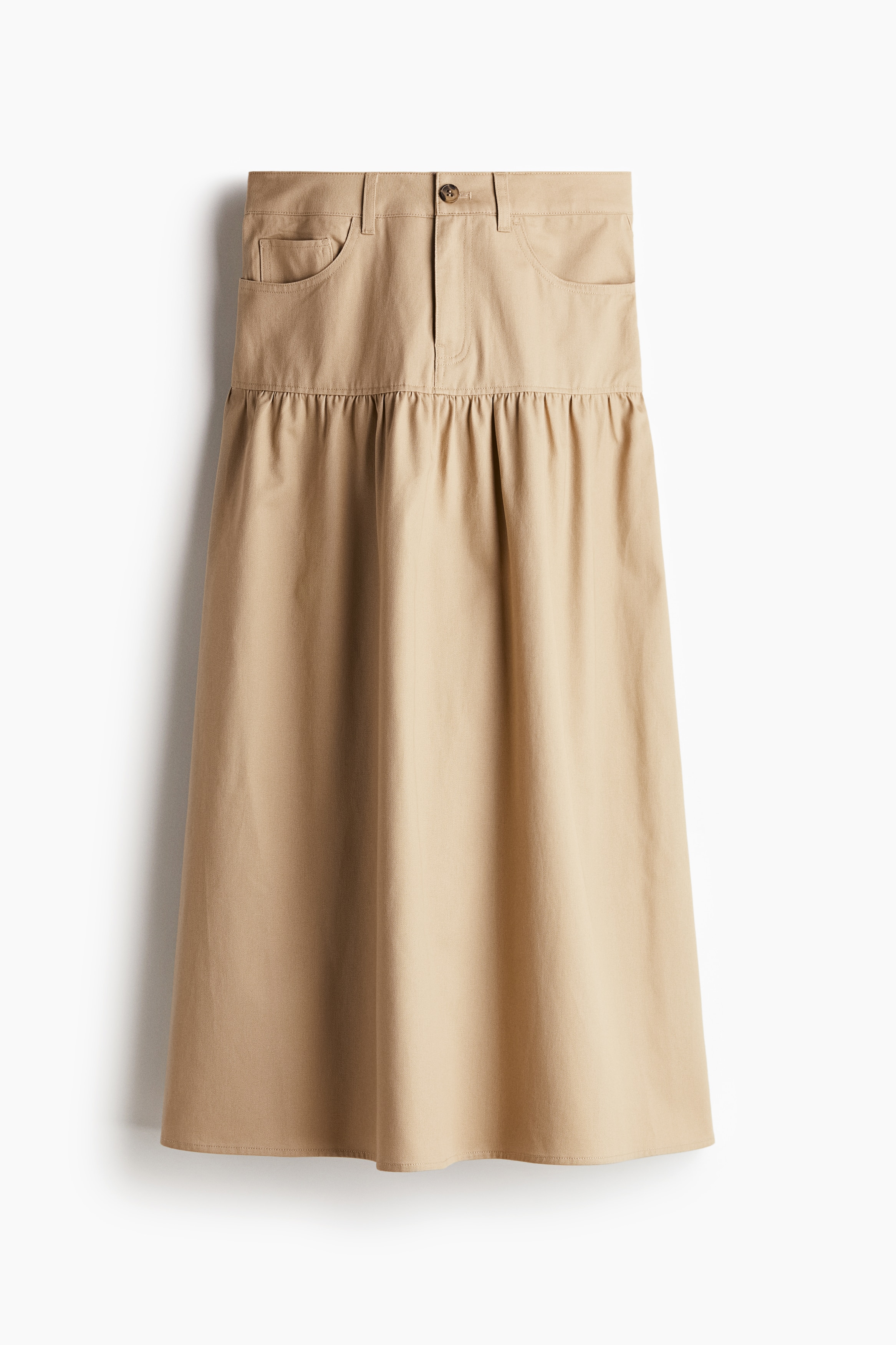 Flared Hem Denim Skirt - Beige