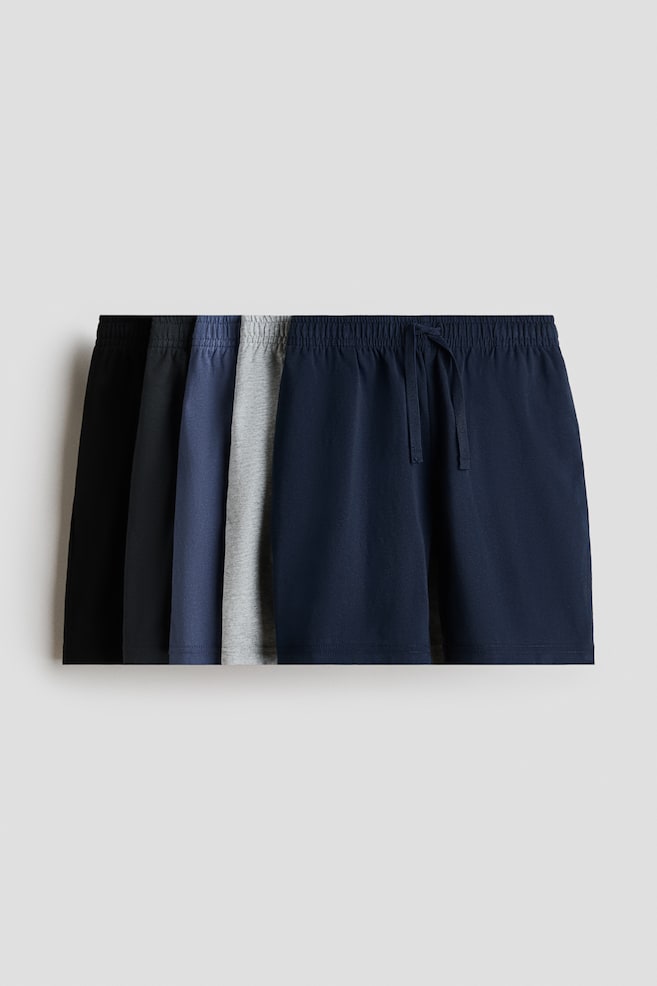 5-pack cotton jersey shorts - Blue/Grey/Black/Dusty green/Brown/Beige/Apricot/Blue/Cream/Brown/Navy blue/Light blue/Red/Black/Blue/Grey/Yellow/Green/White striped - 1