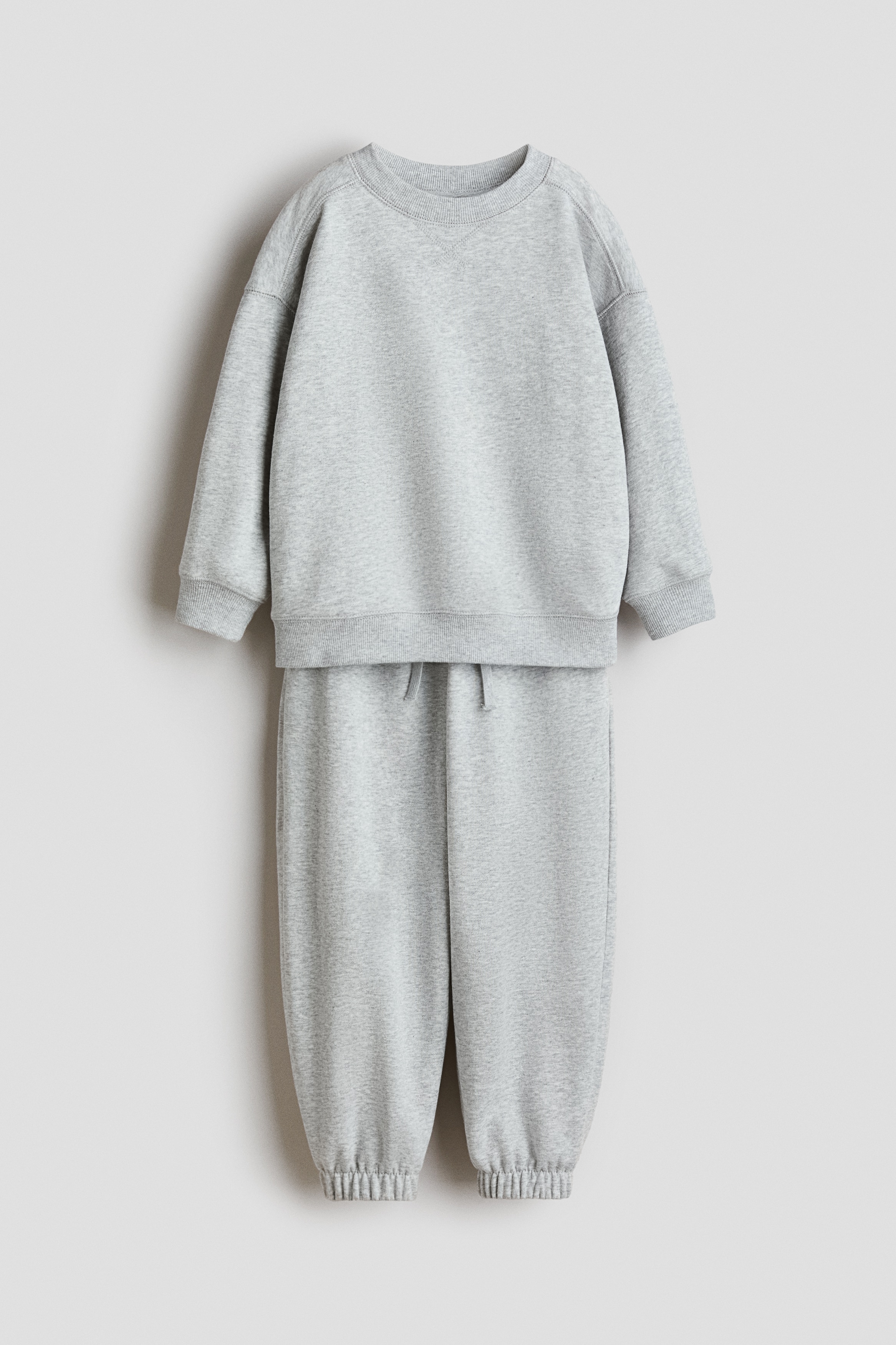 Light gray melange 2-Piece Sweatshirt and Joggers Set for kids