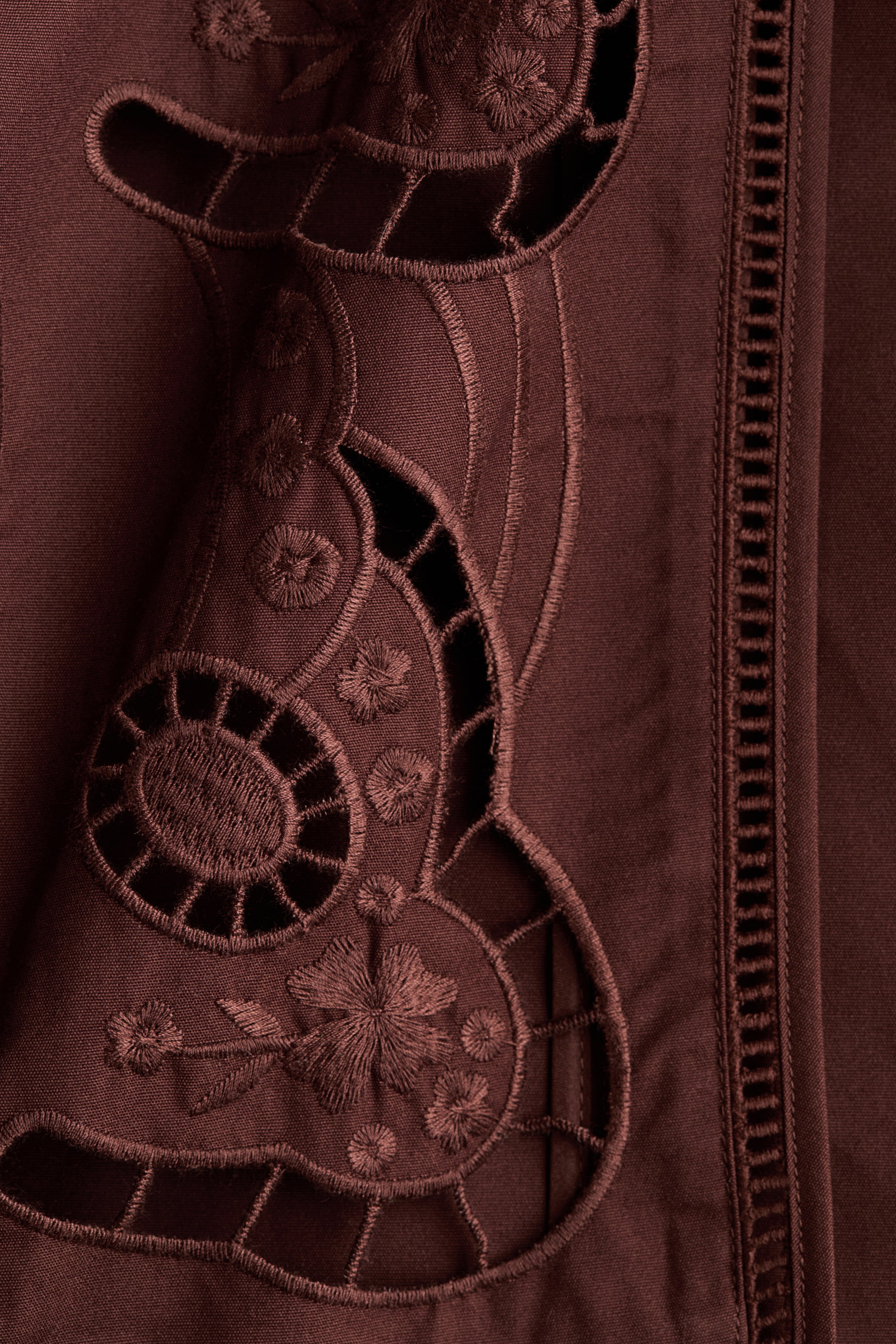 Tie-Belt Jacket with Eyelet-Embroidered Details