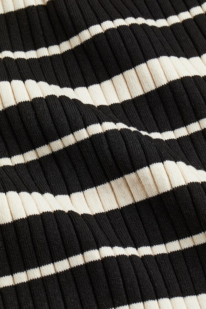 Rib-knit bodycon dress - Black/Striped - 6