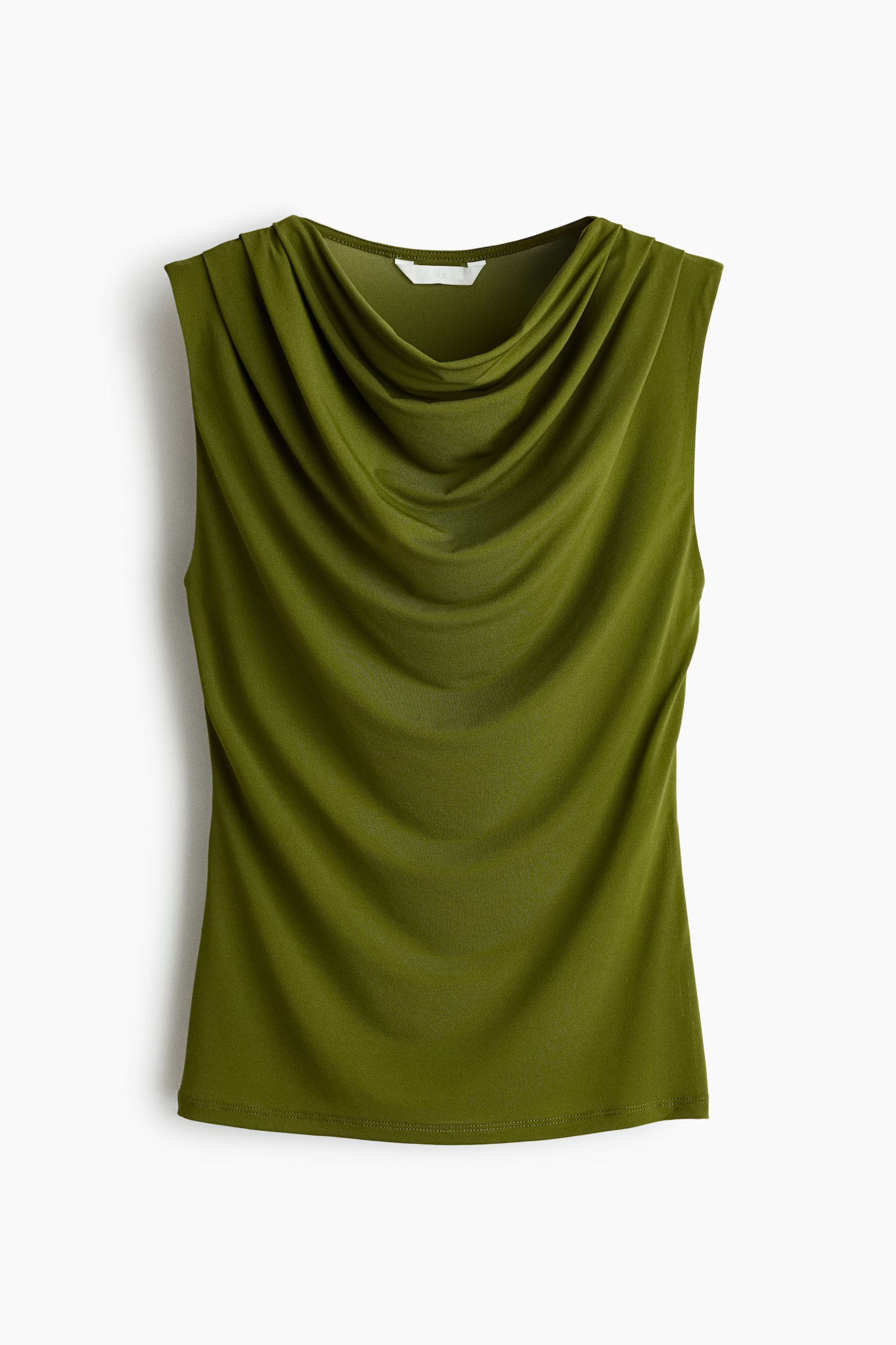 Cowl-neck top - Dark green/Black/Dark beige