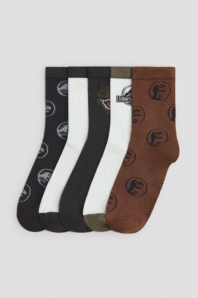 5-pack patterned socks - Brown/Jurassic World/Dark blue/Sonic the Hedgehog/White/Marvel Comics/Light blue/Snoopy/Mint green/Toy Story/Navy blue/Mickey Mouse/Red/Cars/Blue/Spider-Man/Blue/Cars/Light blue/Bluey/Khaki green/Jurassic World/Khaki green/Jurassic World/Black/Hot Wheels/Blue/Sonic the Hedgehog/Blue/Paw Patrol/Blue/Lilo & Stitch - 1