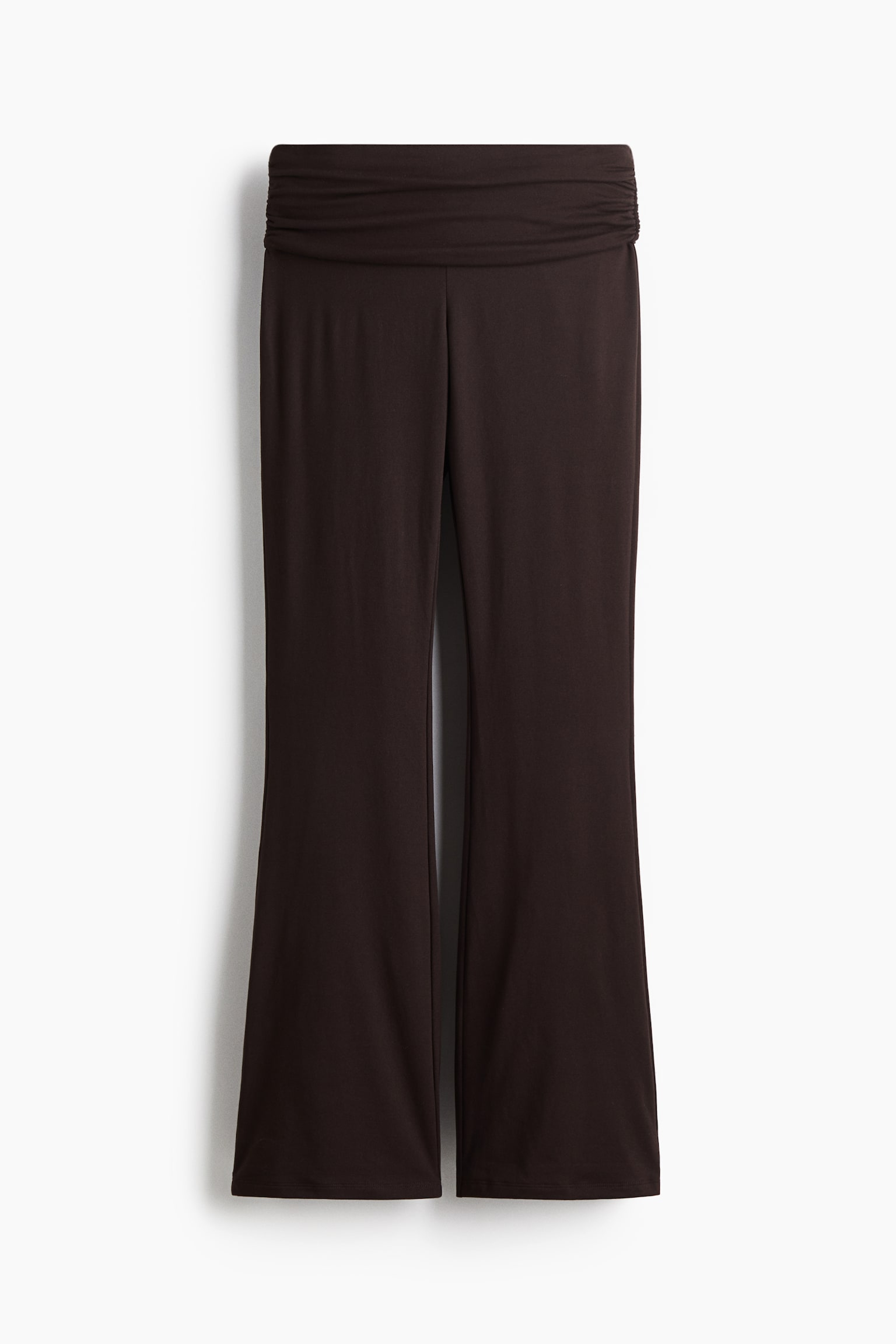 Женские брюки H&M Gathered Microfiber Yoga, цвет: Тёмный коричневый — фото 1