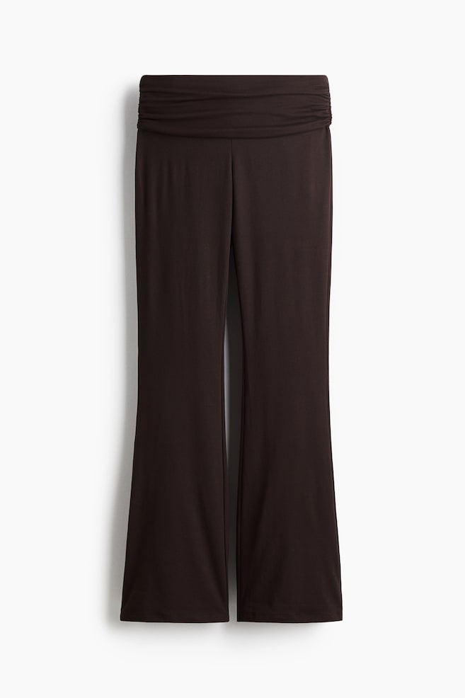 Gathered Microfiber Yoga Pants - Dark brown - 1