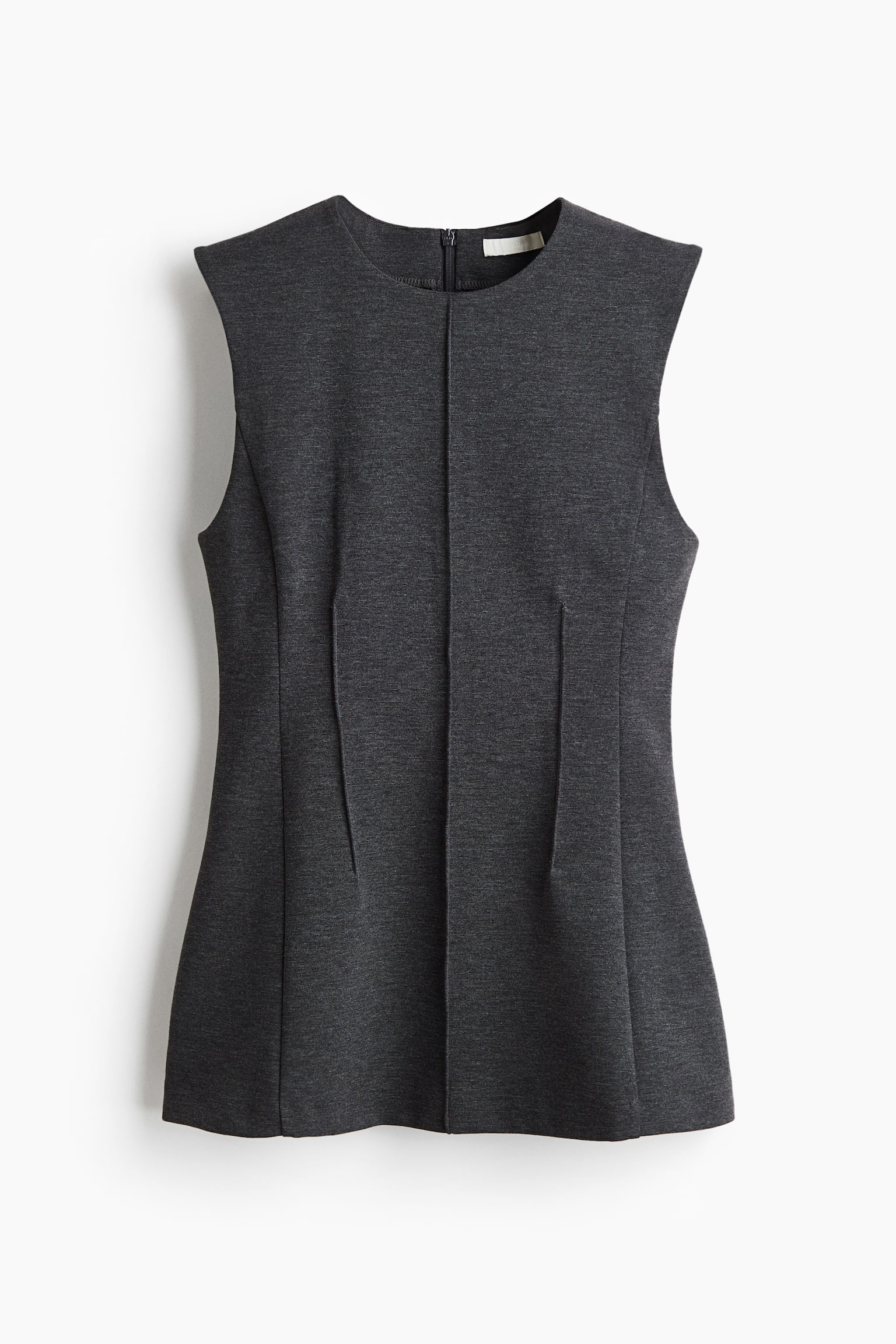 Женский топ H&M Tapered-Waist Ponte Top, цвет: Тёмный серый меланжевый — фото 1
