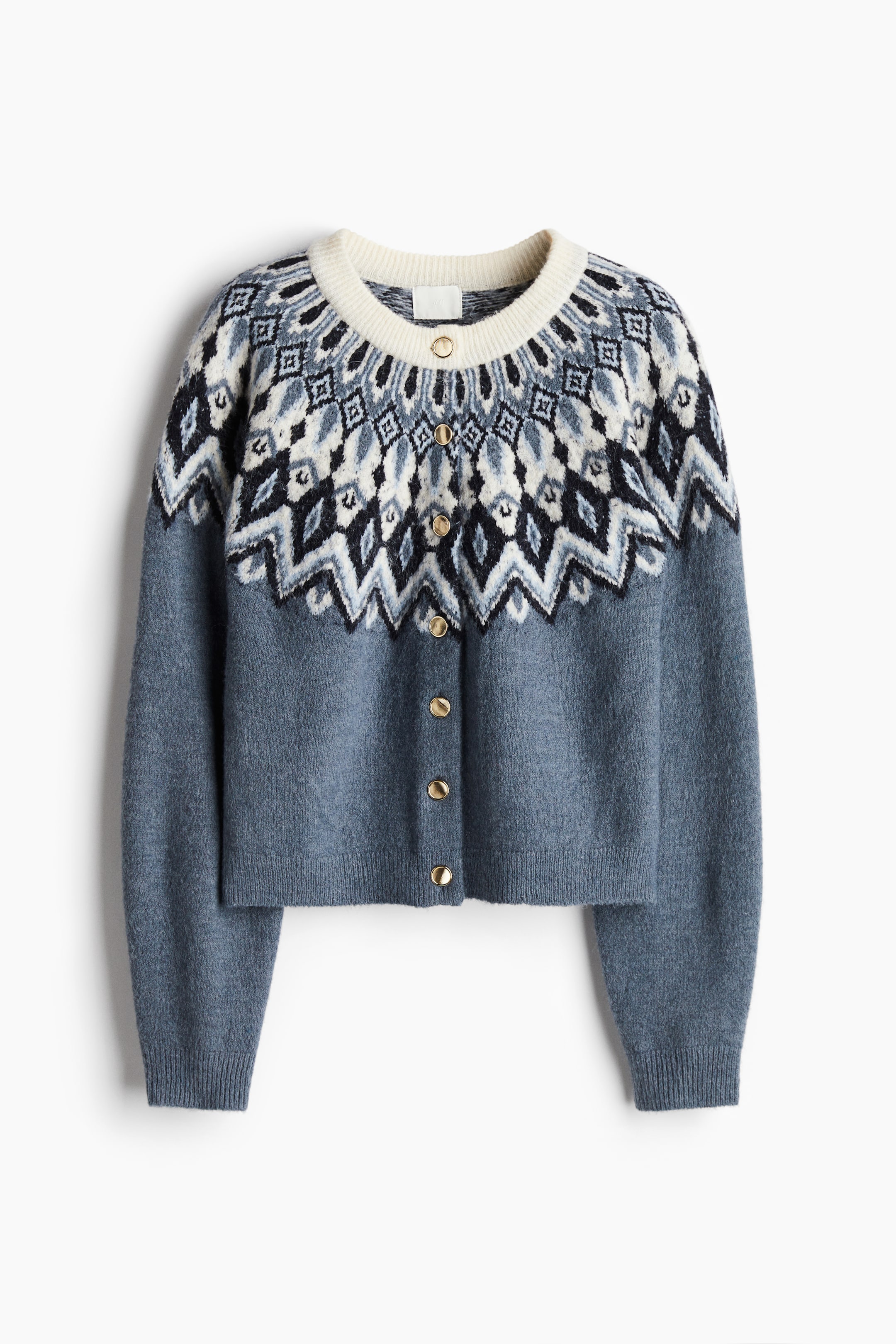 Jacquard-knit cardigan - Dusty blue/Patterned - Ladies | H&M GB 6