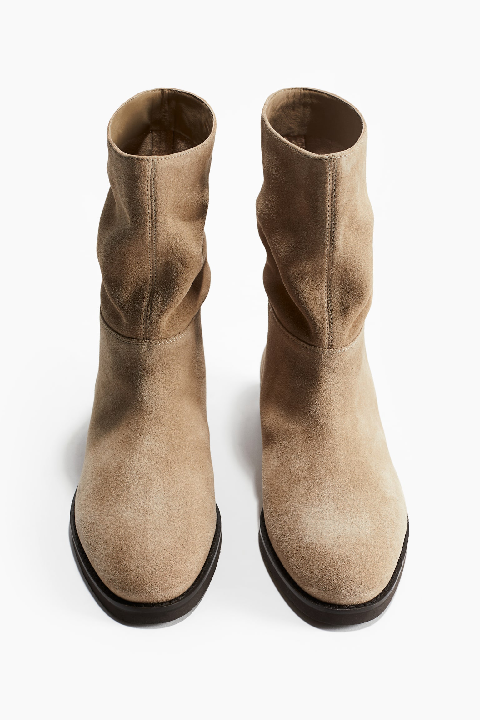 Calf-high leather boots - Beige/Black - 3