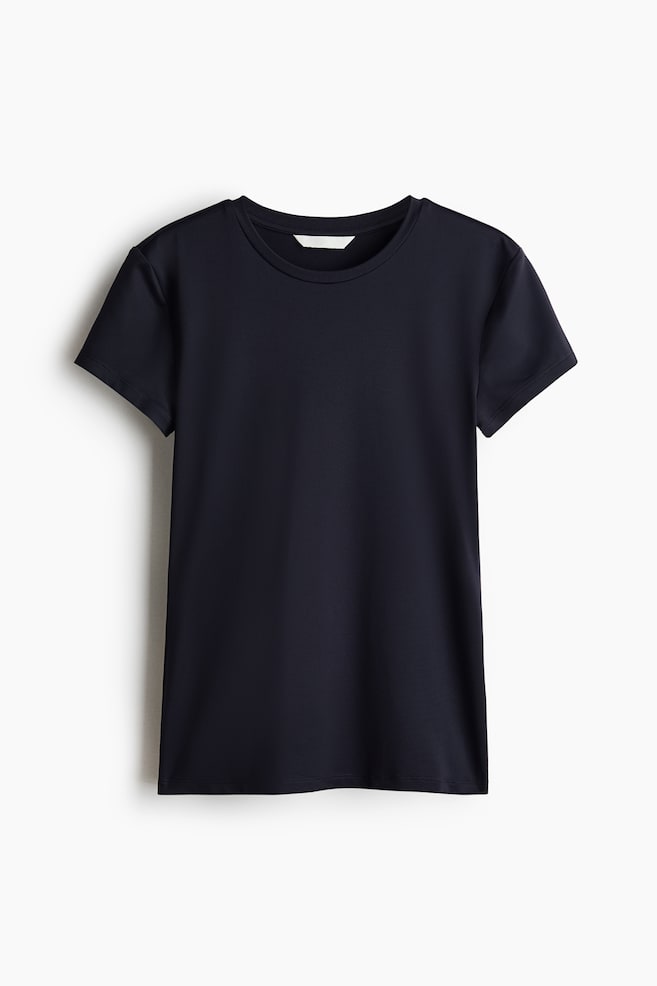 Fitted microfibre T-shirt - Navy blue/White/Black/Light beige/Burgundy/Dark brown/Navy blue/Dark brown/Dark brown/Light dusty purple/Light grey/Dusty pink/Dark greige/Light grey/Pale yellow/Light beige - 1