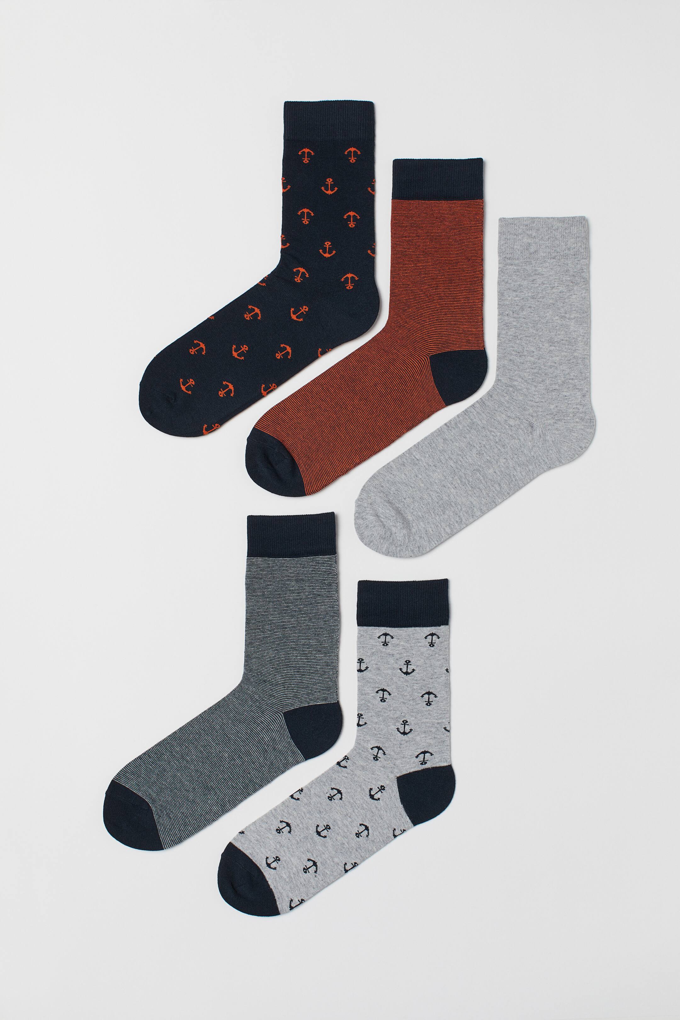 View larger image: 5-pack socks - Grey marl/Anchors - Men | H&M IE 1