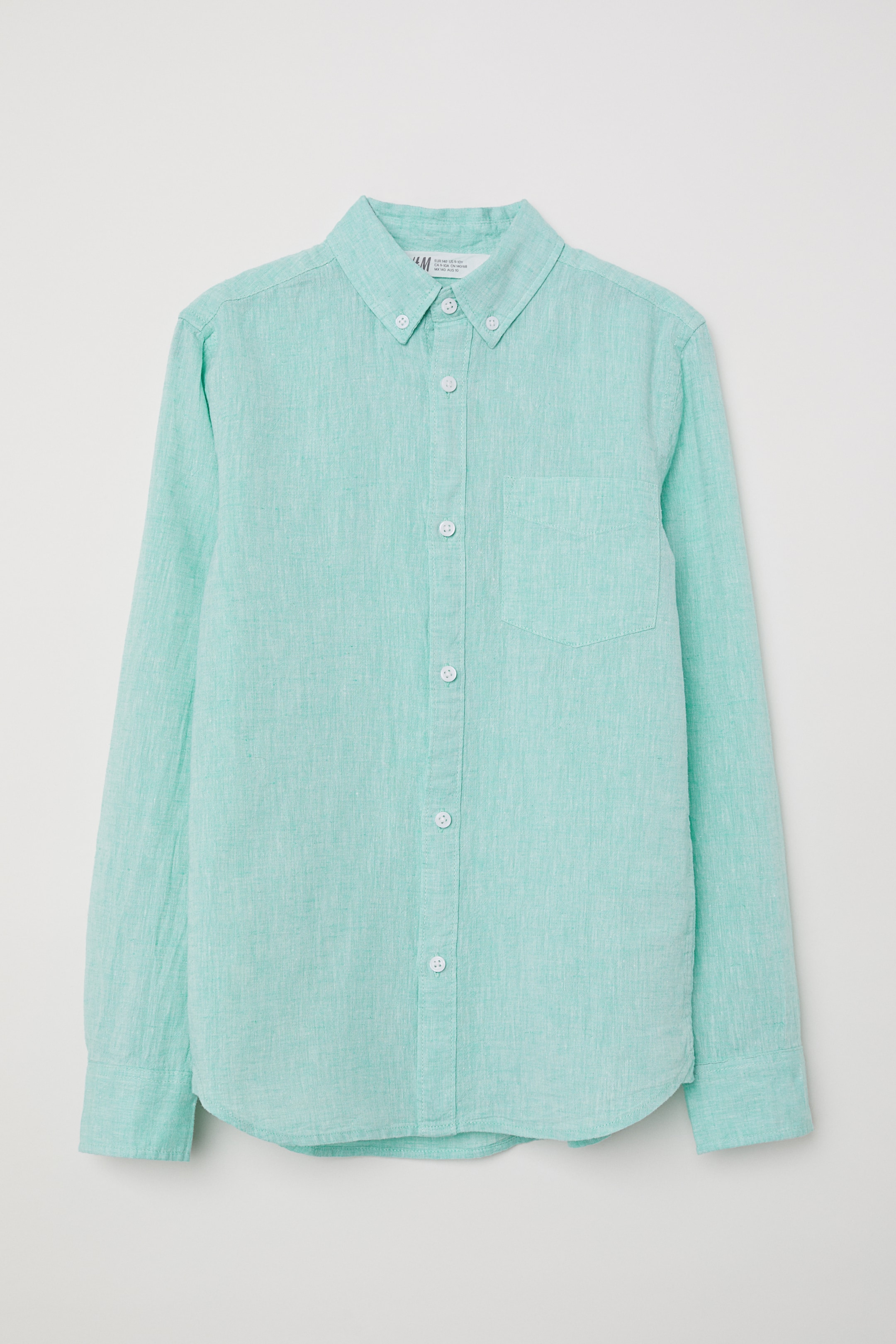 查看大圖: 亞麻混紡襯衫 - 薄荷綠 - Kids | H&M 1