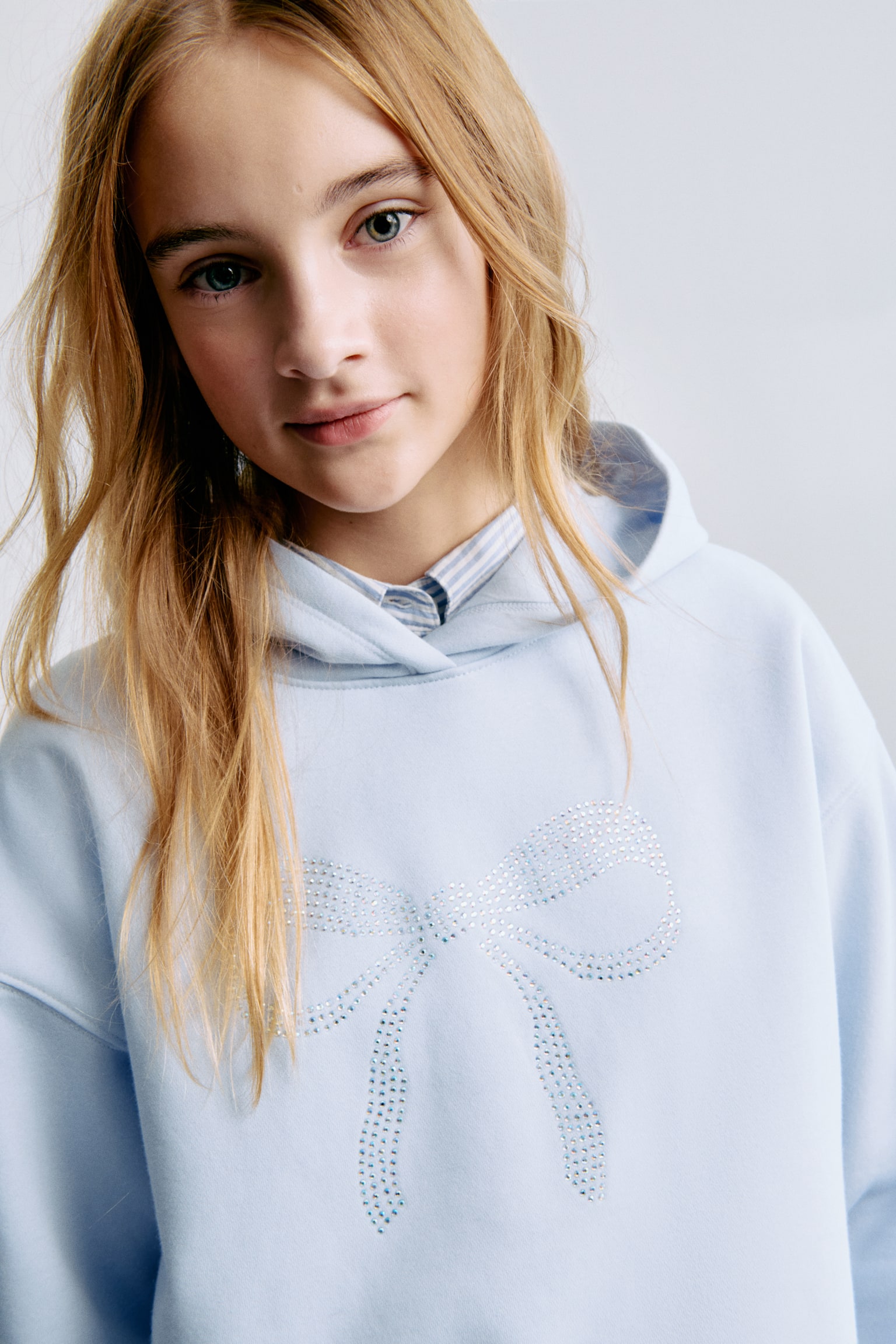 Oversized motif-detail hoodie - Light blue/Bow/White/Le Marais - 1