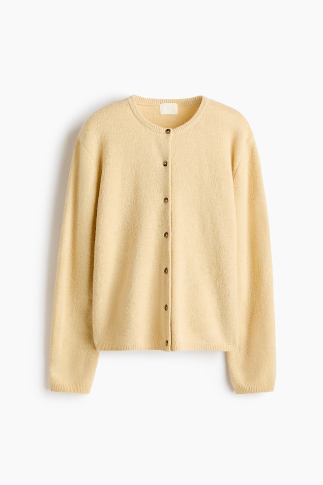 Cárdigan Loose-fit - Amarillo claro/Morado oscuro/Gris jaspeado/Café oscuro/Greige/Rosa tenue claro/Gris jaspeado oscuro/Negro/Café oscuro/Beige jaspeado claro/Beige jaspeado/Greige jaspeado - 1