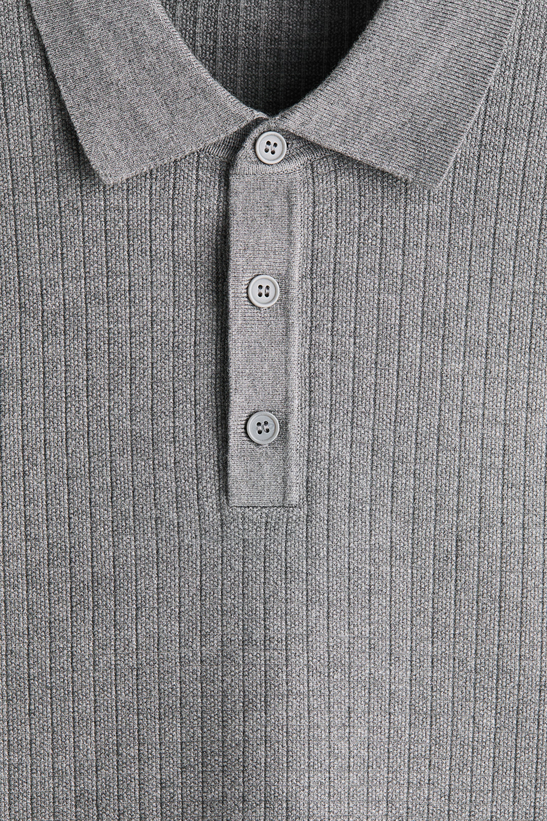 Мужские рубашки H&M Regular Fit Textured-Knit Polo Shirt — фото 4