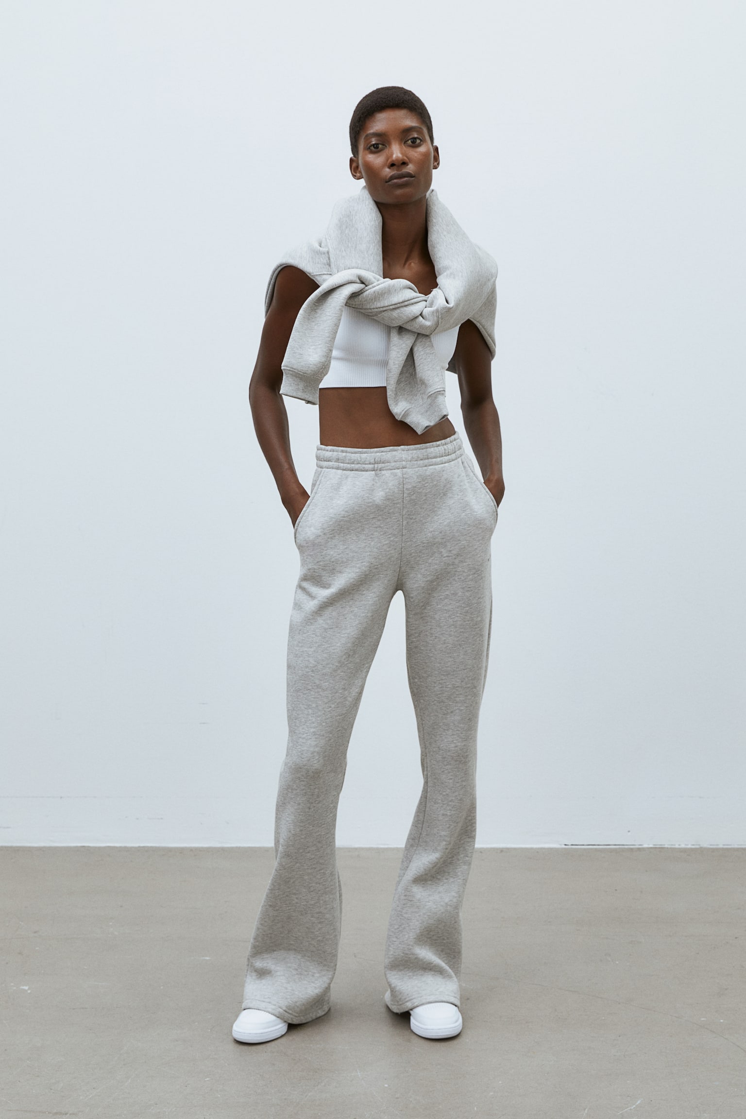 Flare Sweatpants - Grey Melange - 1