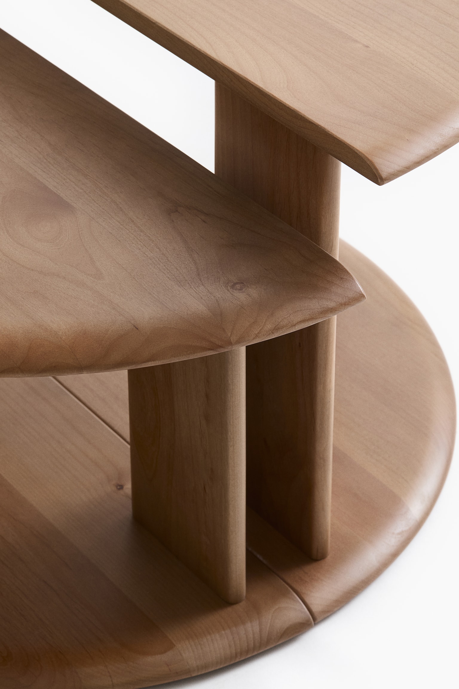 סט2 שולחנות קפה מעץ - חום בהיר - 4