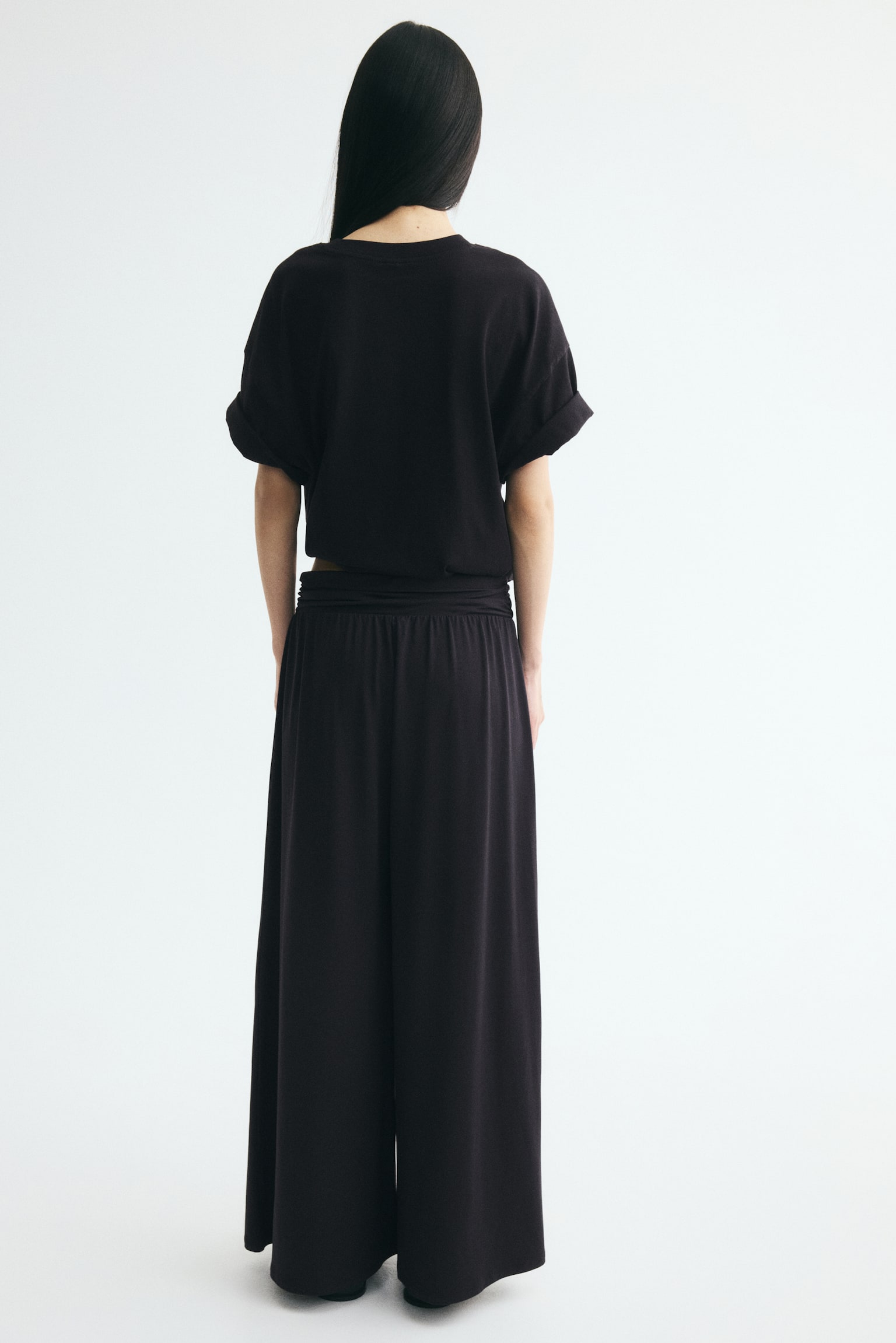 Женские брюки H&M Draped Pull-On, цвет: Чёрный — фото 5