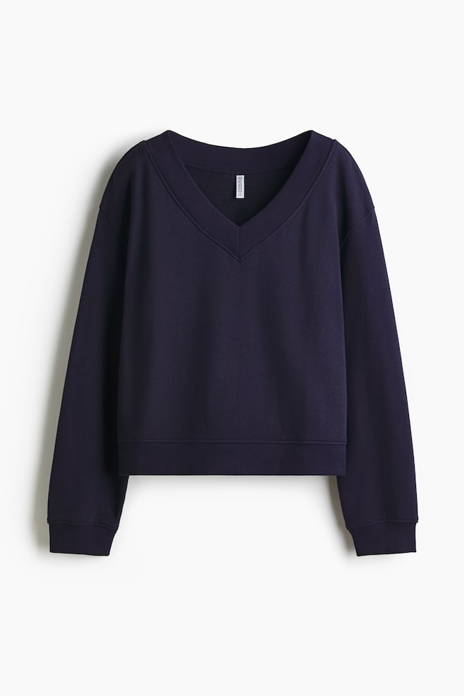 V-Neck Sweatshirt - Navy blue/Light gray melange/Dusty pink - 1