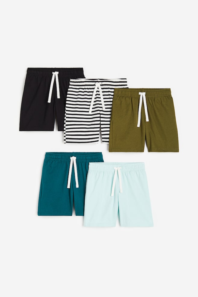 5-pack cotton jersey shorts - Turquoise/Dark khaki green/Yellow/Turquoise