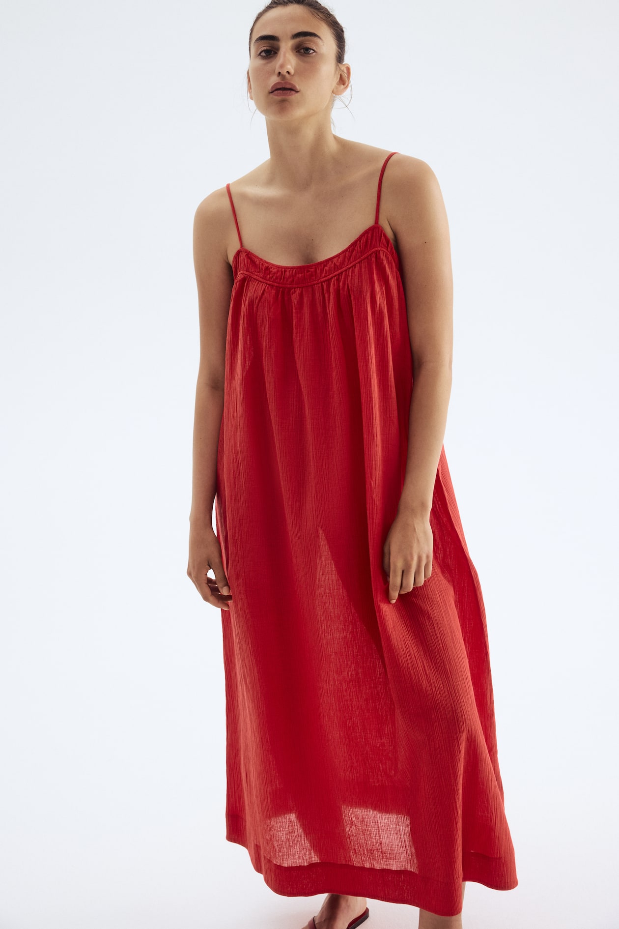 Women's Red Crinkled Slip Dress | H&M US