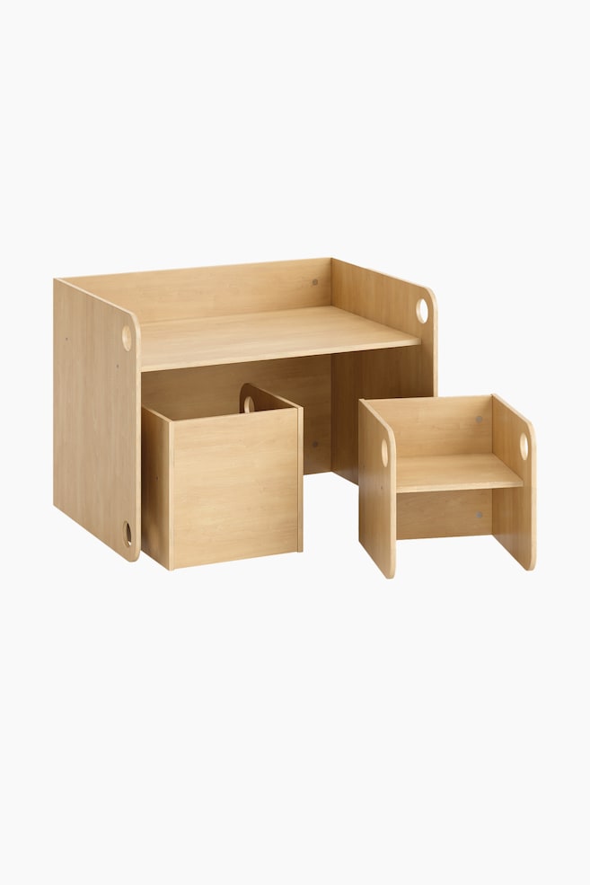 Table Et Deux Chaises - Ellipse - Naturel - 1