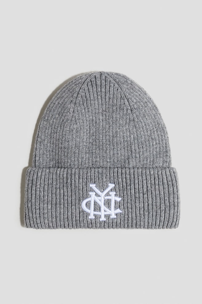 Embroidered-Detail Beanie - Gray melange/NYC/Navy blue/NYC - 1
