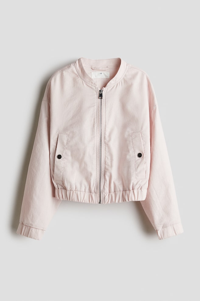 Linen-blend bomber jacket - Light pink - 1