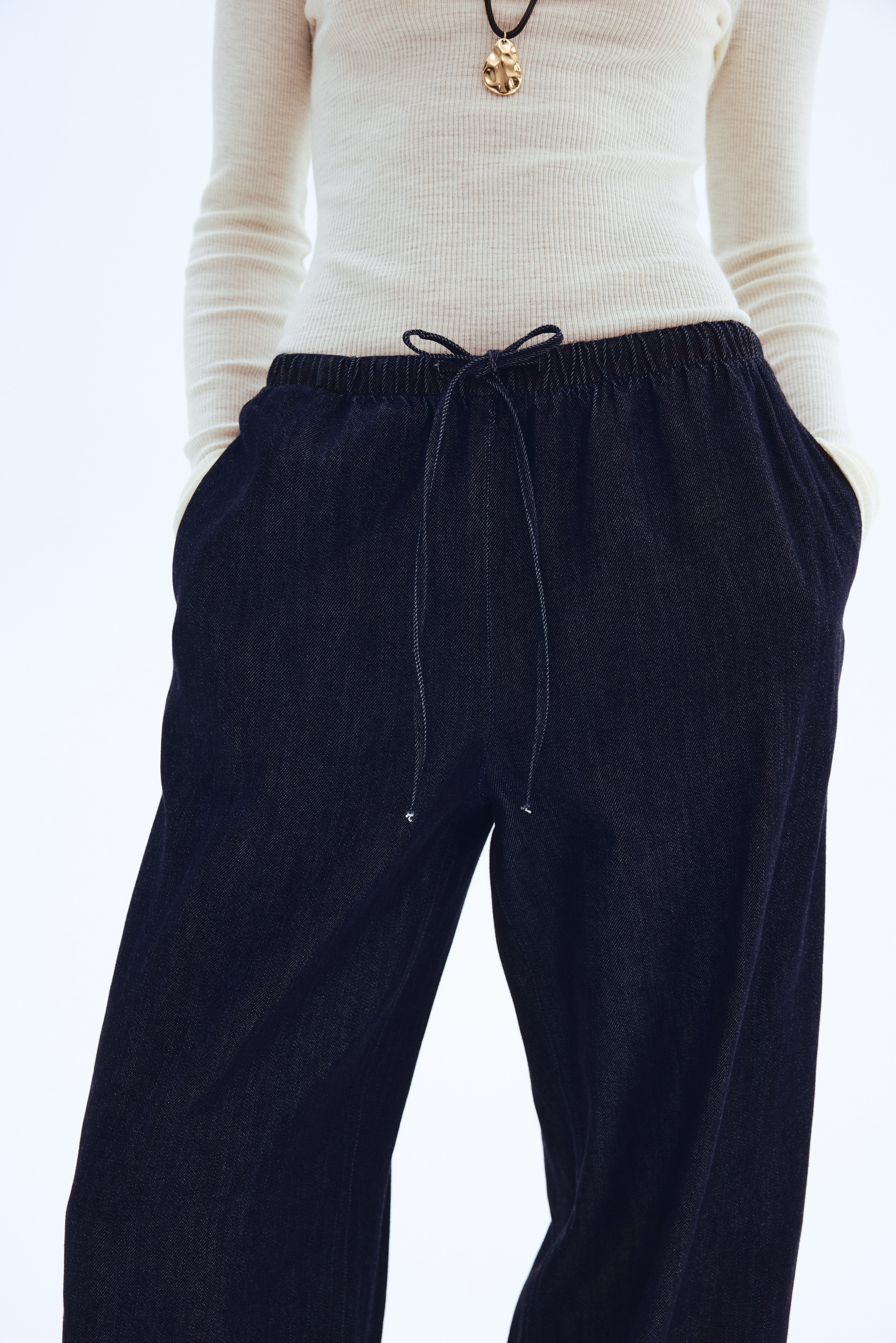 Feather Soft Denim drawstring trousers
