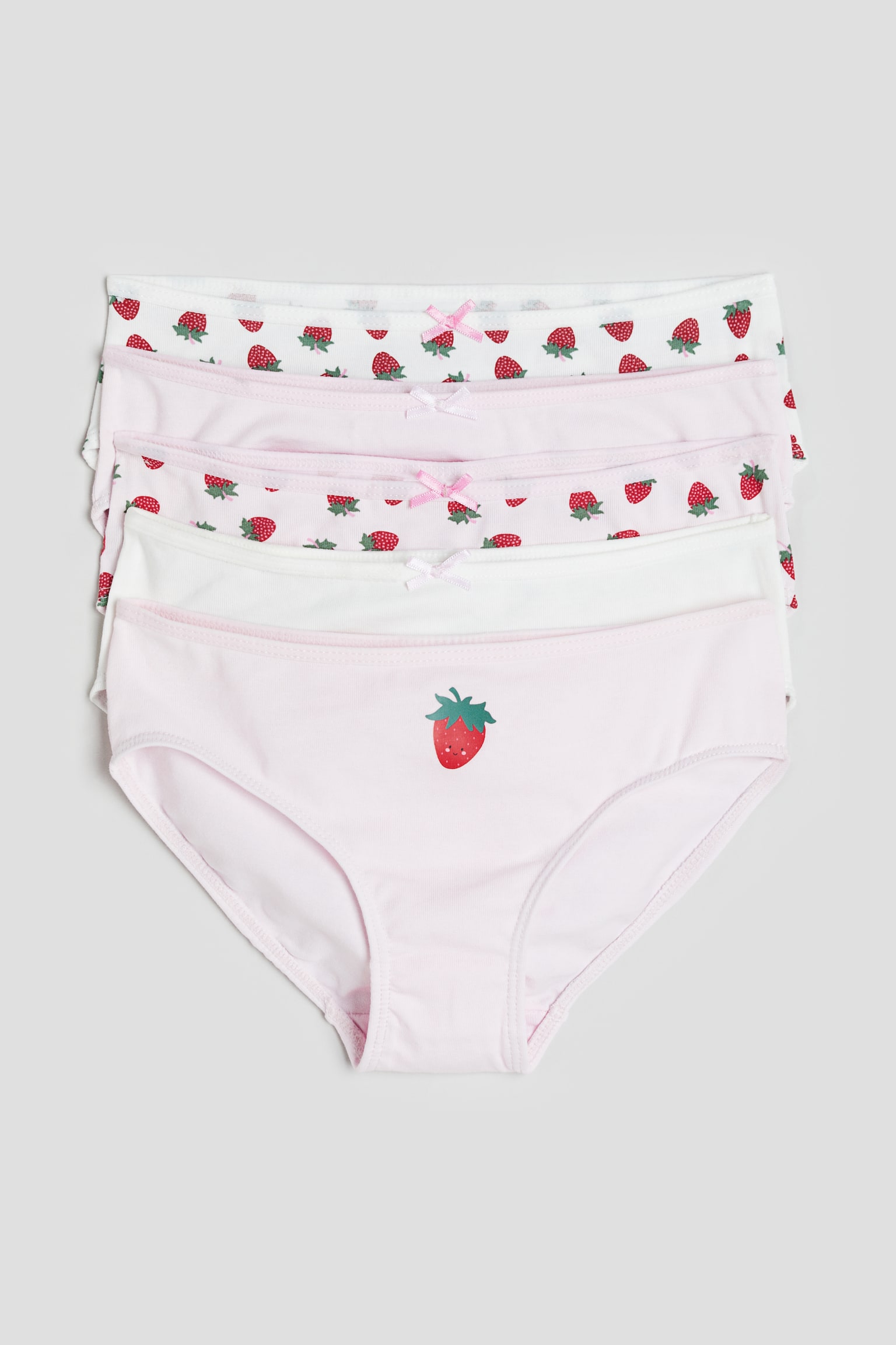 5-pack cotton briefs - Light pink/Strawberries/Light purple/Unicorns/Light pink/Hearts/Light pink/Patterned/White/Floral - 1