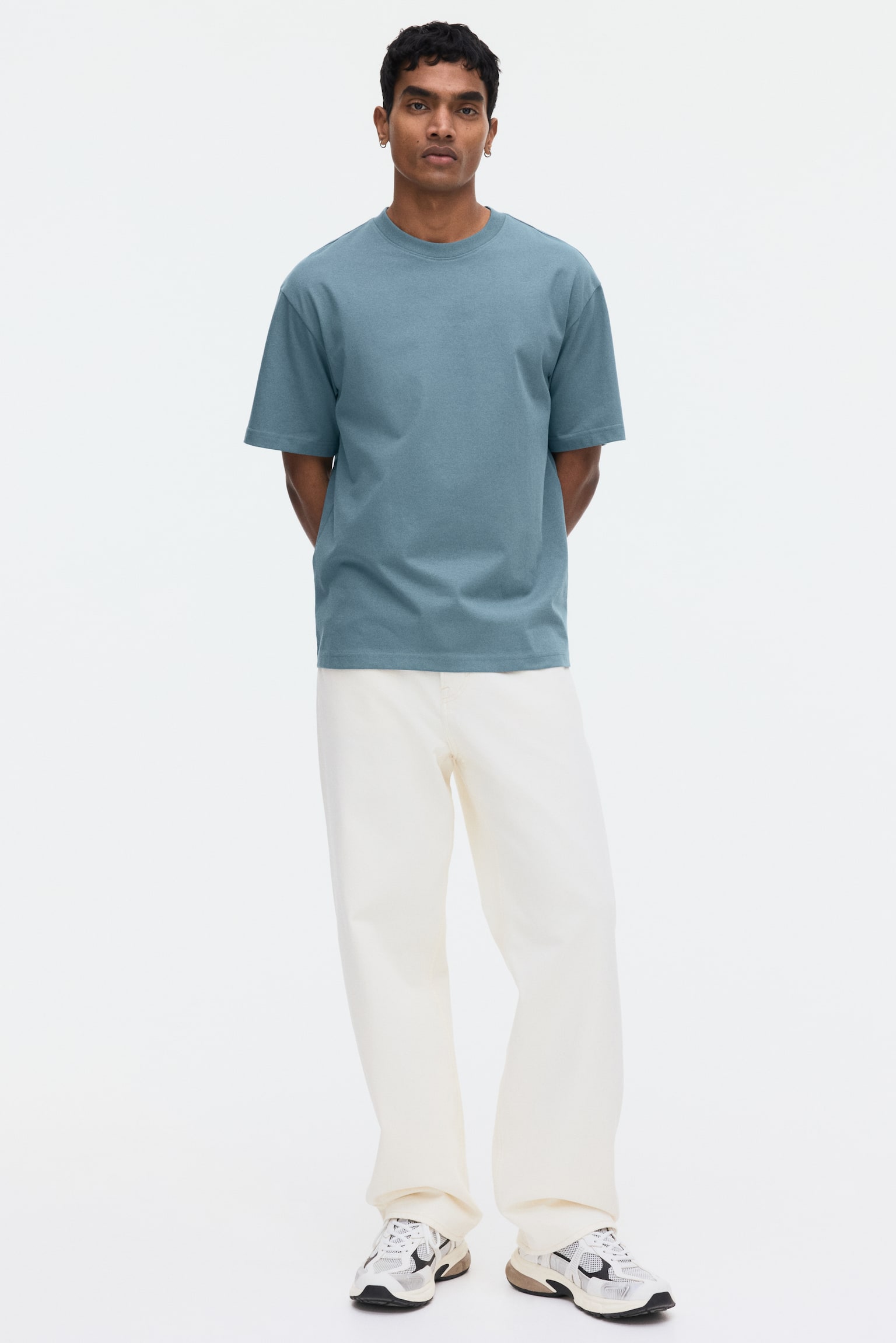 T-shirt i COOLMAX® Relaxed Fit - Blågrön/Mörkgrå/Vit/Svart - 2