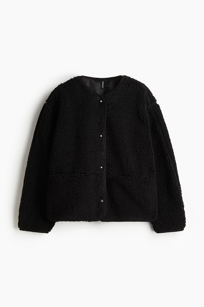 Teddy Fleece Jacket - Black/Light beige - 1