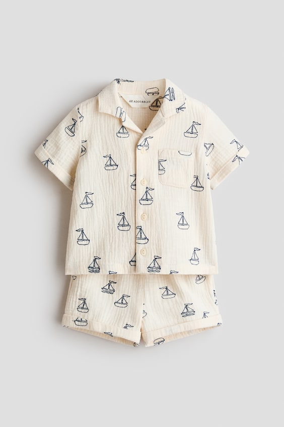 Детские топы H&M 2-Piece Cotton Shirt and Shorts Set