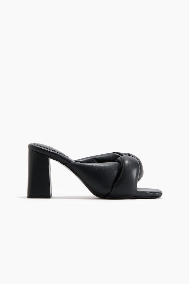 Heeled Mules - Black/Beige - 1